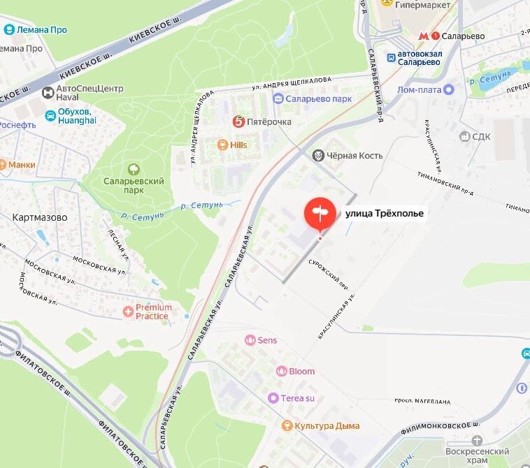 улица Трехполье на карте